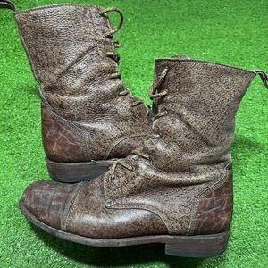Cuadra Men's exotic Leather Boots Size 8.5 Zip Up Brown El A Phant Genuine MINT
